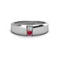 1 - Ethan 0.21 ctw (3.00 mm) Round Natural Diamond and Ruby 2 Stone Men Wedding Ring 