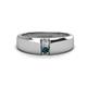 1 - Ethan 0.21 ctw (3.00 mm) Round Natural Diamond and London Blue Topaz 2 Stone Men Wedding Ring 