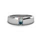 1 - Ethan 0.20 ctw (3.00 mm) Round Natural Diamond and Blue Diamond 2 Stone Men Wedding Ring 