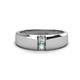 1 - Ethan 0.16 ctw (3.00 mm) Round Natural Diamond and Opal 2 Stone Men Wedding Ring 