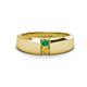 1 - Ethan 3.00 mm Round Emerald and Citrine 2 Stone Men Wedding Ring 