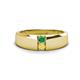 1 - Ethan 3.00 mm Round Emerald and Yellow Sapphire 2 Stone Men Wedding Ring 