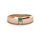 1 - Ethan 3.00 mm Round Emerald and Lab Grown Diamond 2 Stone Men Wedding Ring 