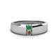 1 - Ethan 3.00 mm Round Emerald and Smoky Quartz 2 Stone Men Wedding Ring 