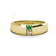 1 - Ethan 3.00 mm Round Emerald and Diamond 2 Stone Men Wedding Ring 