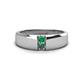 1 - Ethan 3.00 mm Round Emerald and Lab Created Alexandrite 2 Stone Men Wedding Ring 