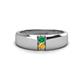 1 - Ethan 3.00 mm Round Emerald and Citrine 2 Stone Men Wedding Ring 