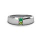 1 - Ethan 3.00 mm Round Emerald and Peridot 2 Stone Men Wedding Ring 