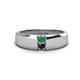 1 - Ethan 3.00 mm Round Emerald and Black Diamond 2 Stone Men Wedding Ring 