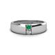 1 - Ethan 3.00 mm Round Emerald and Forever Brilliant Moissanite 2 Stone Men Wedding Ring 
