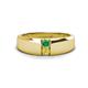1 - Ethan 3.00 mm Round Emerald and Yellow Diamond 2 Stone Men Wedding Ring 
