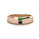 1 - Ethan 3.00 mm Round Emerald and Blue Sapphire 2 Stone Men Wedding Ring 