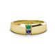 1 - Ethan 3.00 mm Round Emerald and Iolite 2 Stone Men Wedding Ring 