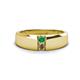 1 - Ethan 3.00 mm Round Emerald and Smoky Quartz 2 Stone Men Wedding Ring 