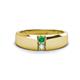1 - Ethan 3.00 mm Round Emerald and Opal 2 Stone Men Wedding Ring 