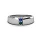 1 - Ethan 3.00 mm Round Iolite and London Blue Topaz 2 Stone Men Wedding Ring 