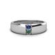 1 - Ethan 3.00 mm Round Iolite and Lab Created Alexandrite 2 Stone Men Wedding Ring 