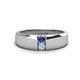 1 - Ethan 3.00 mm Round Iolite and Aquamarine 2 Stone Men Wedding Ring 