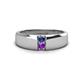 1 - Ethan 3.00 mm Round Iolite and Amethyst 2 Stone Men Wedding Ring 