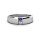 1 - Ethan 3.00 mm Round Iolite and Diamond 2 Stone Men Wedding Ring 