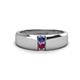 1 - Ethan 3.00 mm Round Iolite and Rhodolite Garnet 2 Stone Men Wedding Ring 
