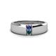 1 - Ethan 3.00 mm Round Iolite and Blue Diamond 2 Stone Men Wedding Ring 