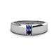 1 - Ethan 3.00 mm Round Iolite and Blue Sapphire 2 Stone Men Wedding Ring 