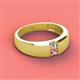 2 - Ethan 3.00 mm Round Lab Grown Diamond and Pink Sapphire 2 Stone Men Wedding Ring 