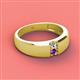 2 - Ethan 3.00 mm Round Lab Grown Diamond and Amethyst 2 Stone Men Wedding Ring 