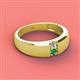 2 - Ethan 3.00 mm Round Lab Grown Diamond and Emerald 2 Stone Men Wedding Ring 