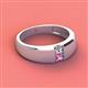 2 - Ethan 3.00 mm Round Lab Grown Diamond and Pink Sapphire 2 Stone Men Wedding Ring 