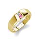 3 - Ethan 3.00 mm Round Lab Grown Diamond and Pink Sapphire 2 Stone Men Wedding Ring 