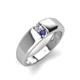 3 - Ethan 3.00 mm Round Lab Grown Diamond and Iolite 2 Stone Men Wedding Ring 