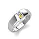 3 - Ethan 3.00 mm Round Lab Grown Diamond and Yellow Sapphire 2 Stone Men Wedding Ring 