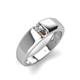 3 - Ethan 3.00 mm Round Lab Grown Diamond and Smoky Quartz 2 Stone Men Wedding Ring 