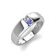 3 - Ethan 3.00 mm Round Lab Grown Diamond and Tanzanite 2 Stone Men Wedding Ring 