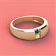 2 - Ethan 3.00 mm Round Blue Diamond and Yellow Sapphire 2 Stone Men Wedding Ring 