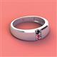 2 - Ethan 3.00 mm Round Black Diamond and Pink Tourmaline 2 Stone Men Wedding Ring 