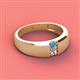 2 - Ethan 3.00 mm Round Blue Topaz and Lab Grown Diamond 2 Stone Men Wedding Ring 