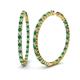 Carisa Emerald and Diamond Hoop Earrings Round Emerald and Diamond ctw Common Prong Inside Out Womens Hoop Earrings K Yellow Gold