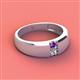 2 - Ethan 3.00 mm Round Amethyst and Lab Grown Diamond 2 Stone Men Wedding Ring 