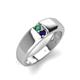 3 - Ethan 3.00 mm Round Lab Created Alexandrite and Blue Sapphire 2 Stone Men Wedding Ring 