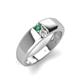 3 - Ethan 3.00 mm Round Lab Created Alexandrite and White Sapphire 2 Stone Men Wedding Ring 