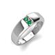 3 - Ethan 3.00 mm Round Lab Created Alexandrite and Emerald 2 Stone Men Wedding Ring 