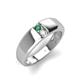 3 - Ethan 3.00 mm Round Lab Created Alexandrite and Opal 2 Stone Men Wedding Ring 