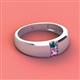 2 - Ethan 3.00 mm Round Blue Diamond and Pink Sapphire 2 Stone Men Wedding Ring 