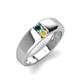 3 - Ethan 3.00 mm Round Blue Diamond and Yellow Diamond 2 Stone Men Wedding Ring 