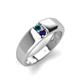 3 - Ethan 3.00 mm Round Blue Diamond and Blue Sapphire 2 Stone Men Wedding Ring 