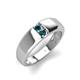 3 - Ethan 3.00 mm Round Blue Diamond and London Blue Topaz 2 Stone Men Wedding Ring 