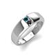 3 - Ethan 3.00 mm Round Blue Diamond and Black Diamond 2 Stone Men Wedding Ring 